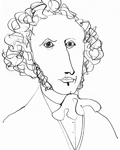 drawing of Felix Mendelssohn