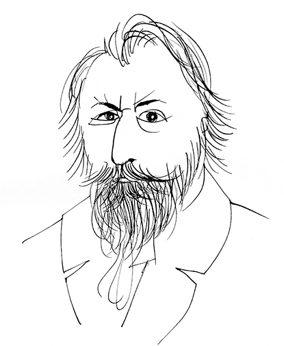 drawing of Johannes Brahms 