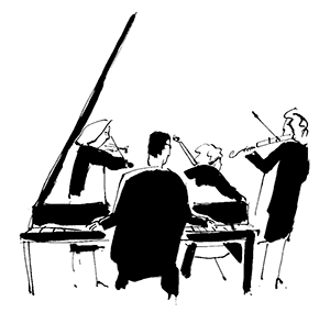 drawing of musicians performing